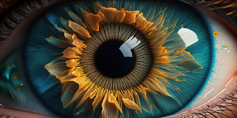 Close Up of Human Eye Iris - Generative AI