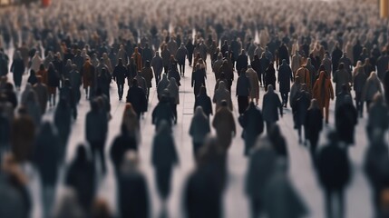 Obraz premium Close up shot Anonymous crowd of people walking on city street