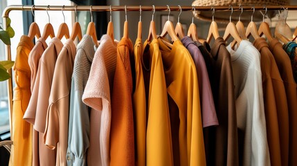 A Multicolored Abundance of Fashion Variation Hanging on Clothing Racks in a Spacious Retail Store
