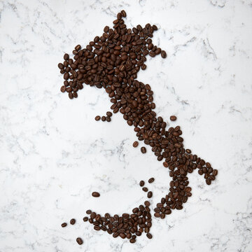 Coffee beans on marble