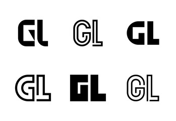 Set of letter GL logos. Abstract logos collection with letters. Geometrical abstract logos