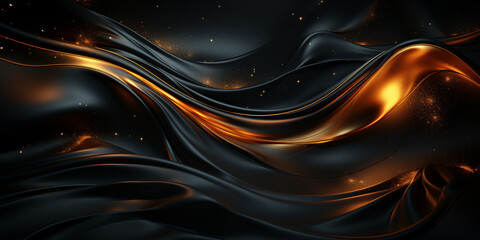 A black background with a grunge texture, embellished with shiny gold lines and shapes. Luxurious black gold background