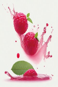 Falling Raspberry isolated on write background