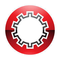 Red and Black Glossy Letter O Icon with Castle Wall Pattern