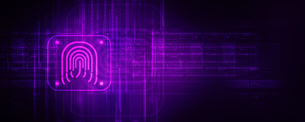 2d Illustration Fingerprint Scanning Technology Concept 
