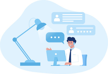 Online business conference, virtual meeting concept flat illustration