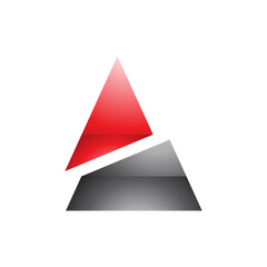 Red and Black Glossy Split Triangle Shaped Letter A Icon