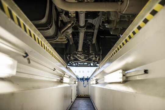 Pit beneath truck