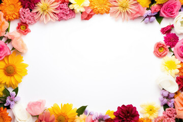 Frame made of different colorful flowers