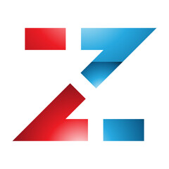 Red and Blue Glossy Dotted Line Shaped Letter Z Icon
