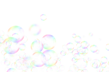 Soap bubble floating transparent  background. Realistic air water foam bubble with rainbow colors.  Bubble PNG.