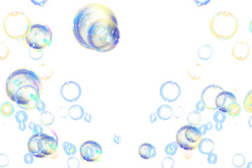 Soap bubble floating transparent  background. Realistic air water foam bubble with rainbow colors. ...