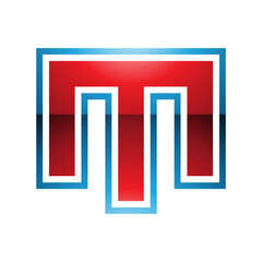 Red and Blue Glossy Letter M Icon with an Outer Stripe