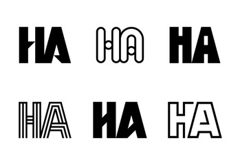 Set of letter HA logos. Abstract logos collection with letters. Geometrical abstract logos