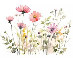A watercolor painting of flowers isolated on white