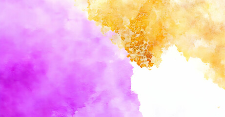 Golden Purple watercolor on paper. Abstract background Coral color