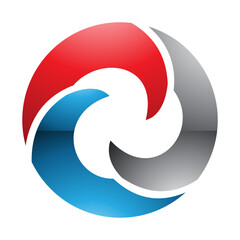 Red and Blue Glossy Wave Shaped Letter O Icon