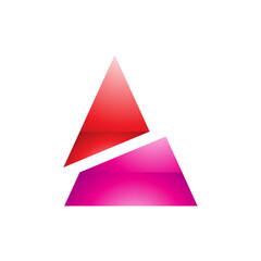 Red and Magenta Glossy Split Triangle Shaped Letter A Icon