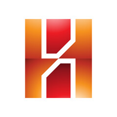 Red and Orange Glossy Letter H Icon with Vertical Rectangles