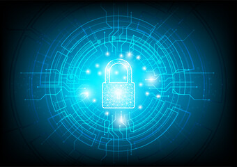 Premium security cyber digital concept on blue background. Abstract technology background protects system innovation for business. Vector illustration. Online Security	