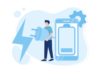 Vector with charging phone concept concept flat illustration