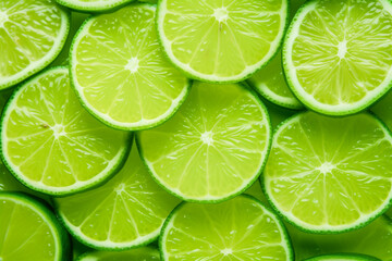 Slices of fresh lime as a background,top view.