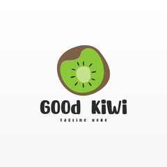 Kiwi fruit logo design concept template. Fresh fruit logo design