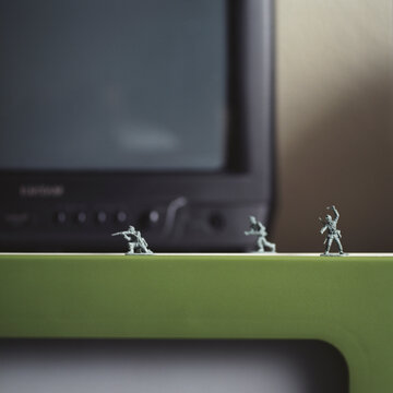 Toy soldiers by television