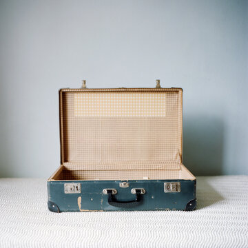 Open antique suitcase