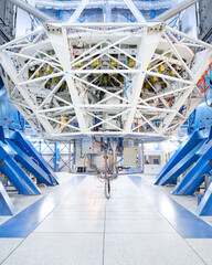 Low angle view of telescope machinery at Paranal Observatory in Chile