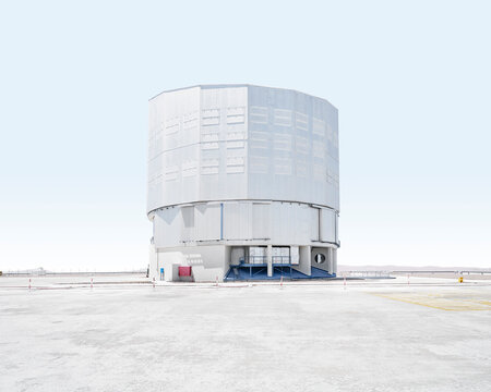 Telescope at Paranal Observatory in Chile during sunset