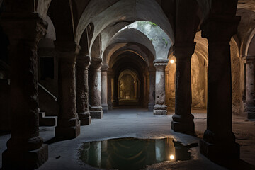 Surreal Odyssey through Roman Catacombs.