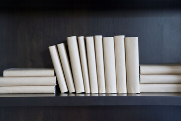 White books on shelf