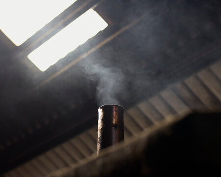 Smoke coming from pipe