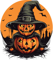 Halloween pumpkin t-shirt design vector illustration