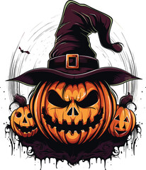 Halloween pumpkin t-shirt design vector illustration