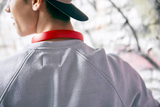 Close-up of back of teenage boy