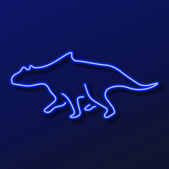 chasmosaurus neon sign, modern glowing banner design, colorful modern design trend on black background. Vector illustration.
