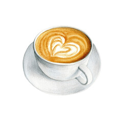 A cup of cappuccino. Watercolor illustration.