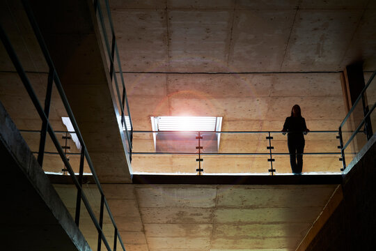 Young woman on ESO Hotel balcony at Paranal Observatory