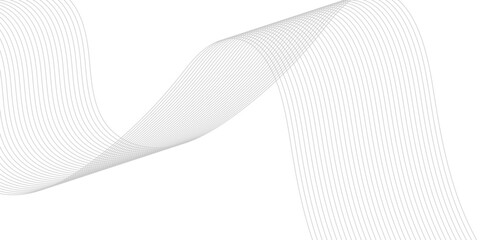 Abstract grey wave lines on transparent background. Technology, data science, geometric border pattern. Isolated on white background. Vector illustration.