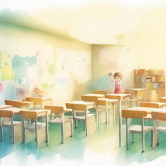 Fototapeta na wymiar graphics colorful school class in primary school beginning of the school year