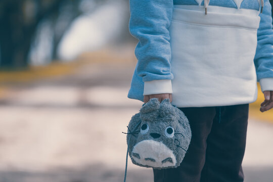 Niño sosteniendo oso de juguete