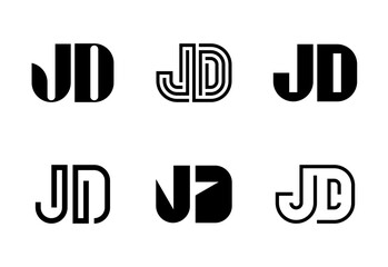 Set of letter JD logos. Abstract logos collection with letters. Geometrical abstract logos