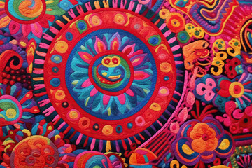 Peruvian Embroidery Displays Vibrant Textile Art Inspired By Andean Culture. Generative AI