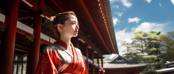 kimono woman in the shrine