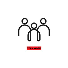 Line people group. Teamwork symbol concept