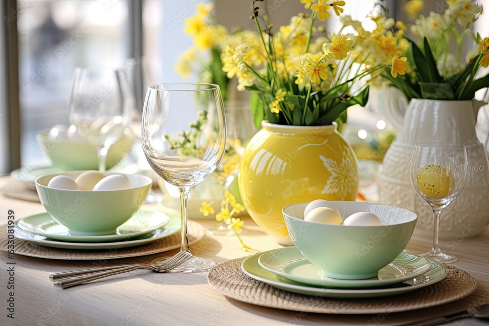 Sticker Ideas for decorating the table with Easter themed elements for a homemade spring meal.