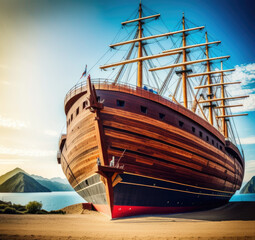 bible story of noah's ark anchored after the great flood - Generative AI