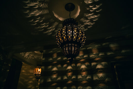 Low angle view of light casting patterns